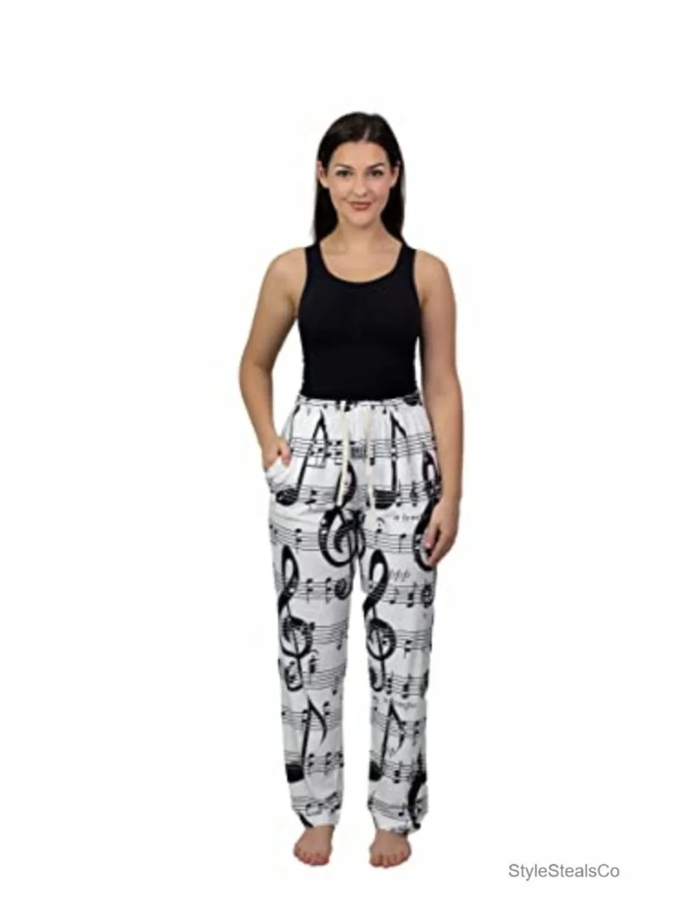 Music Notes Pajama Pants with Pockets Unisex Lounge